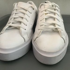 Adidas platform white sneakers size 8